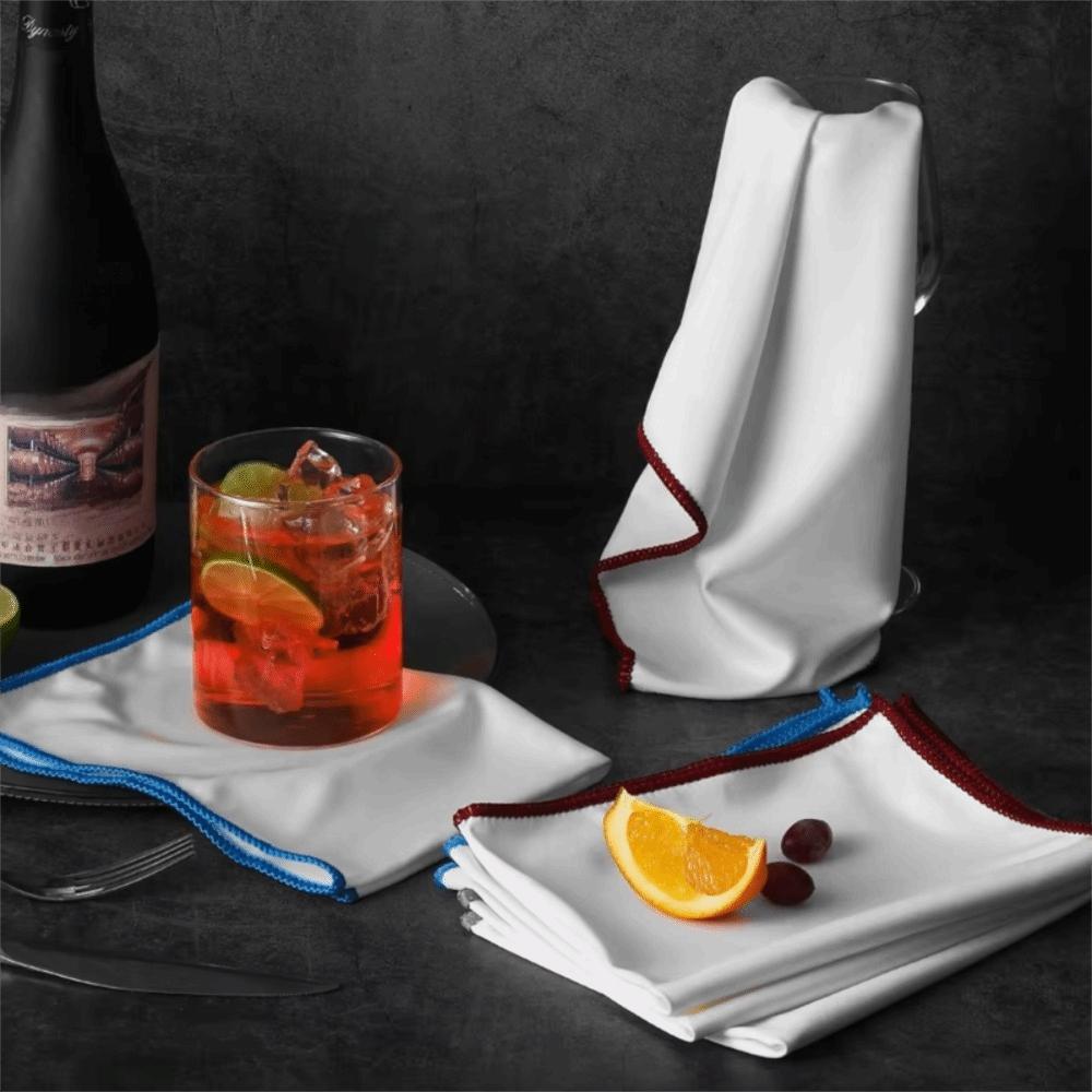 3PCS No Shedding Microfiber Wine Glasses Wipe Leaves No Trace Glasses Lens Cloth Bar