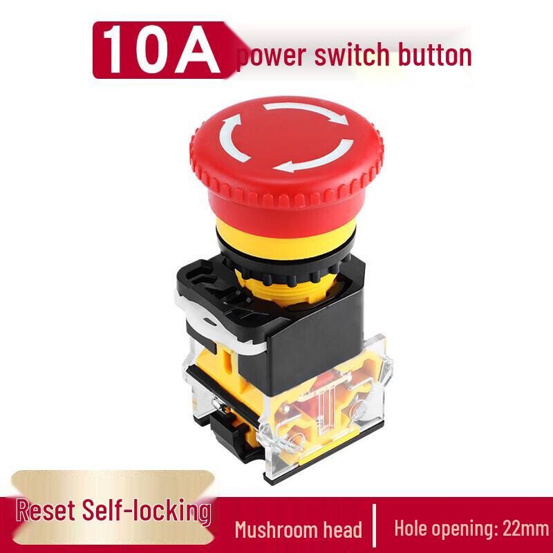 LA38 22mm Red Mushroom Head Emergency Stop Push Button Switch