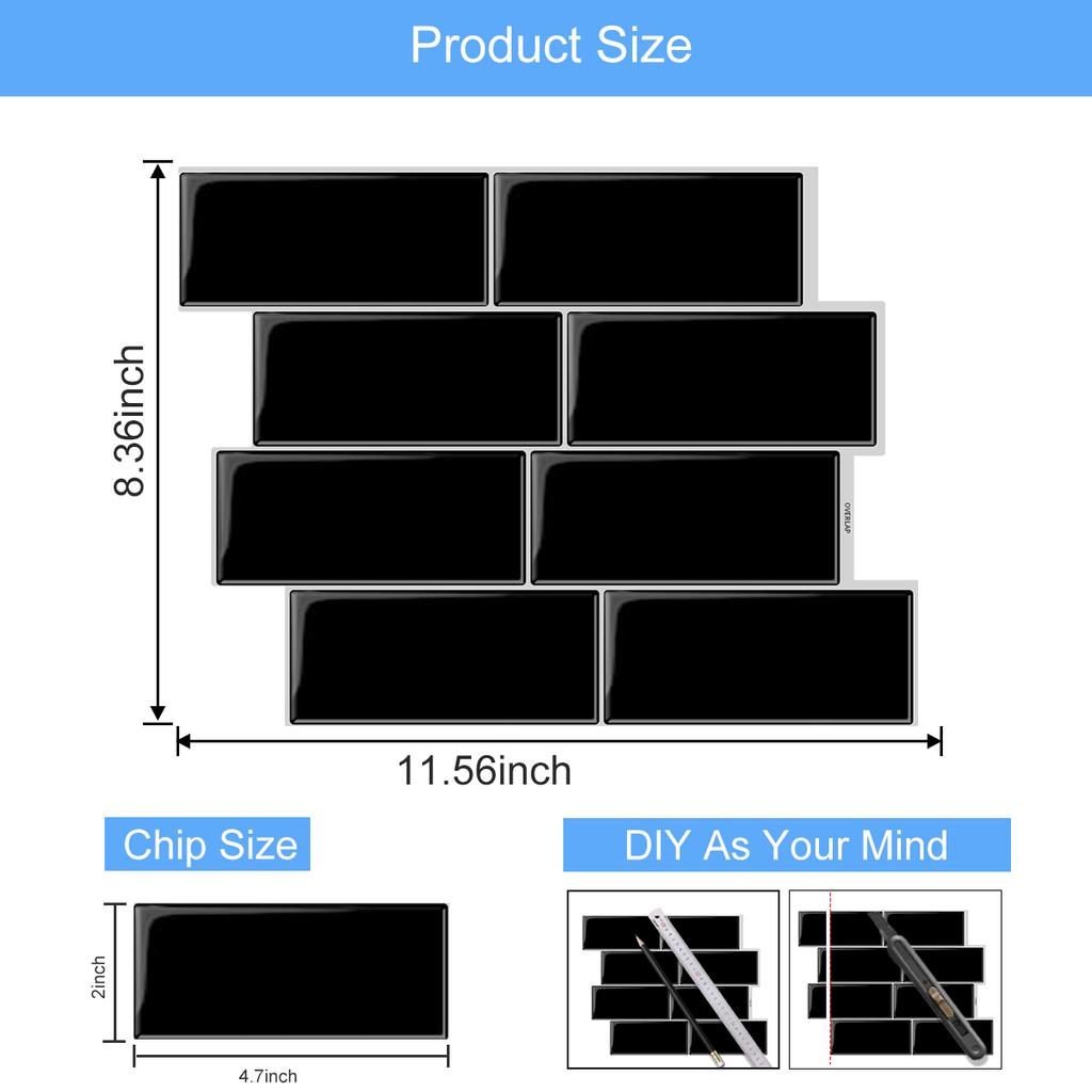 10 Pieces Premium Waterproof Wallpaper 3D Peel and Stick Subway Wall Tile Sticker for Kitchen & BathroomChildren's Room