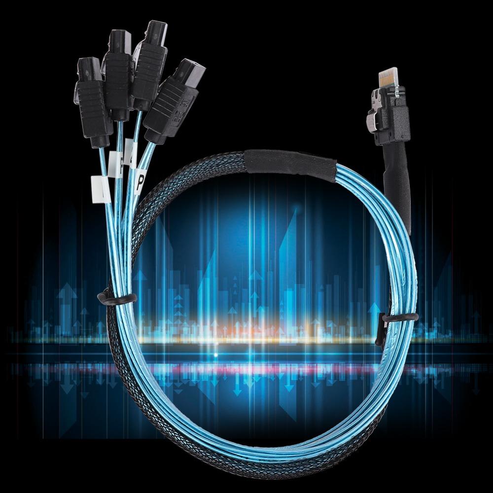 12Gbps SFF‑8654 to 4 x Satas  Cable 38p Server Data Transmission Cable Connecting Line  Computer