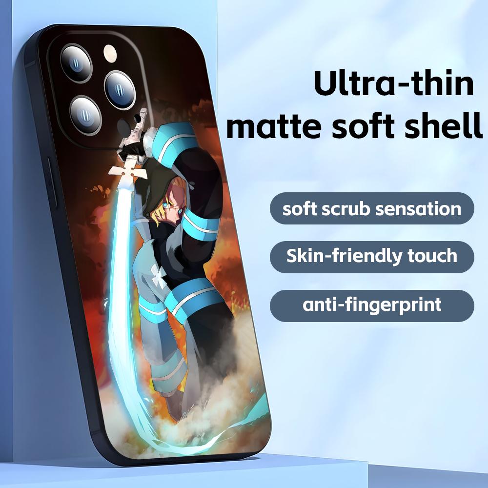 

Phone Case For iPhone 16 16e 15 14 13 12 11 Plus Mini Pro Max Japan Anime F-Fire ForceS Soft black Shockproof Cover iPhone 14 Plus