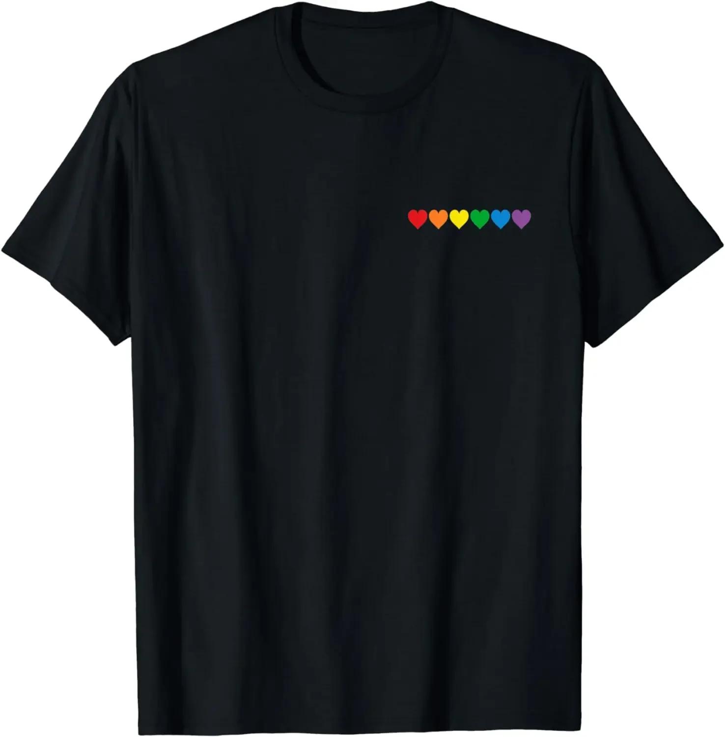 

2024Graphic Birthday Gift Heart Pocket LGBT Flag Cute Gay Pride Rainbow GLBT Month T-Shirt Harajuku manga man Graphic T Shirts XXXXL