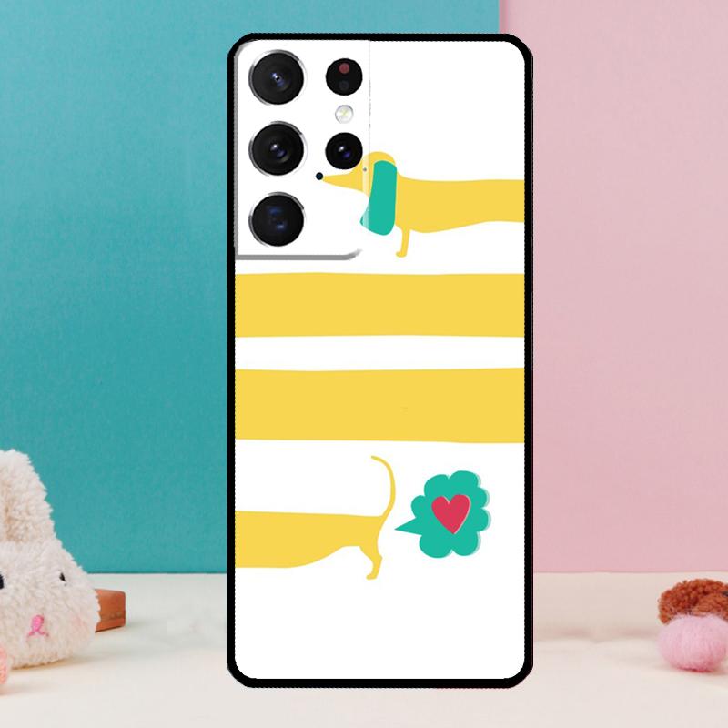 Cartoon Dachshund Sausage Dog Phone Case For Samsung Galaxy S25 S24 S23 S22 S21 Ultra S9 S10 Plus S20 FE Funda Cover Shell