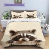 Biancheria da letto con motivo procione Decorazione per la casa Regalo di compleanno (1 * copripiumino + 2 * federa, senza nucleo)
