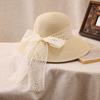 New lace bow straw fisherman hat children summer travel sun protection hat seaside beach hat versatile