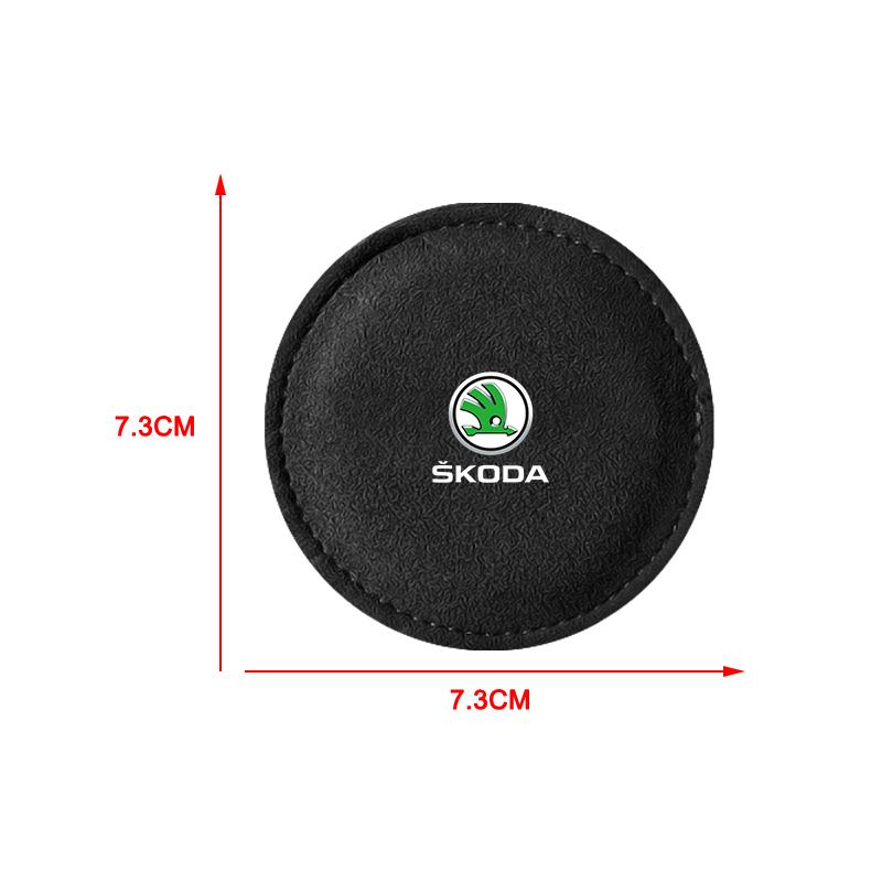 1/2Pcs Car Cup Holder Pad PU Leather Slot Non-slip Coaster Mat For Skoda Octavia MK2 MK3 2 3 A7 Fabia Karoq Kodiaq Superb Rapid Kamiq
