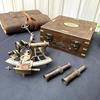 Nautical J Scott Brass Working Sextant With Two Telescope, 12.7 Cm Maritime Navigational Instrument With Wooden Box, Wedding Birthday Annivrsary Gift