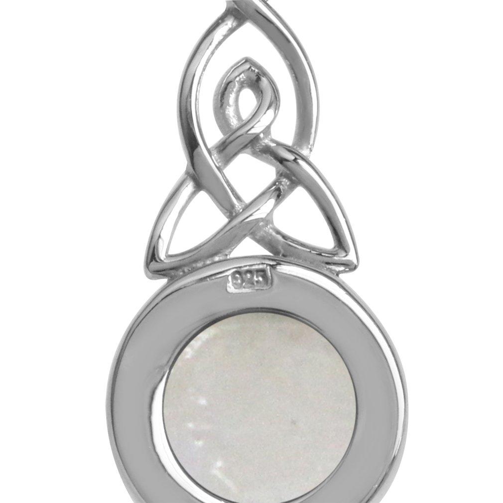 Silvershake Natürlicher Mondstein 925 Sterlingsilber Triquetra Keltischer Knoten Anhänger mit Kette 925 Kordel Natürlicher Regenbogen 45,7 cm Halskette, Klein, Silber. ,
