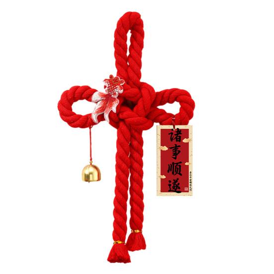 Chinese Wanzi Knot Decoration Red Knot Hanging Lucky Ornaments Door Handle Wall Pendant Feng Shui Good Luck Charm for Spring Festival Car Tree Decor