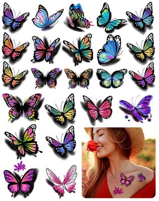 High Quality 3D Butterflies and Flowers Temporary Tattoo Stickers Colorful Body Art for Women and Kids Printing Process