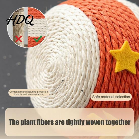 Kitten Hunting Training Ball Cat Scratching Ball Drum Shaped Paper Rope Interactive Claw Grinding Toy Rolling for Indoor Cats To Scratch Pat,