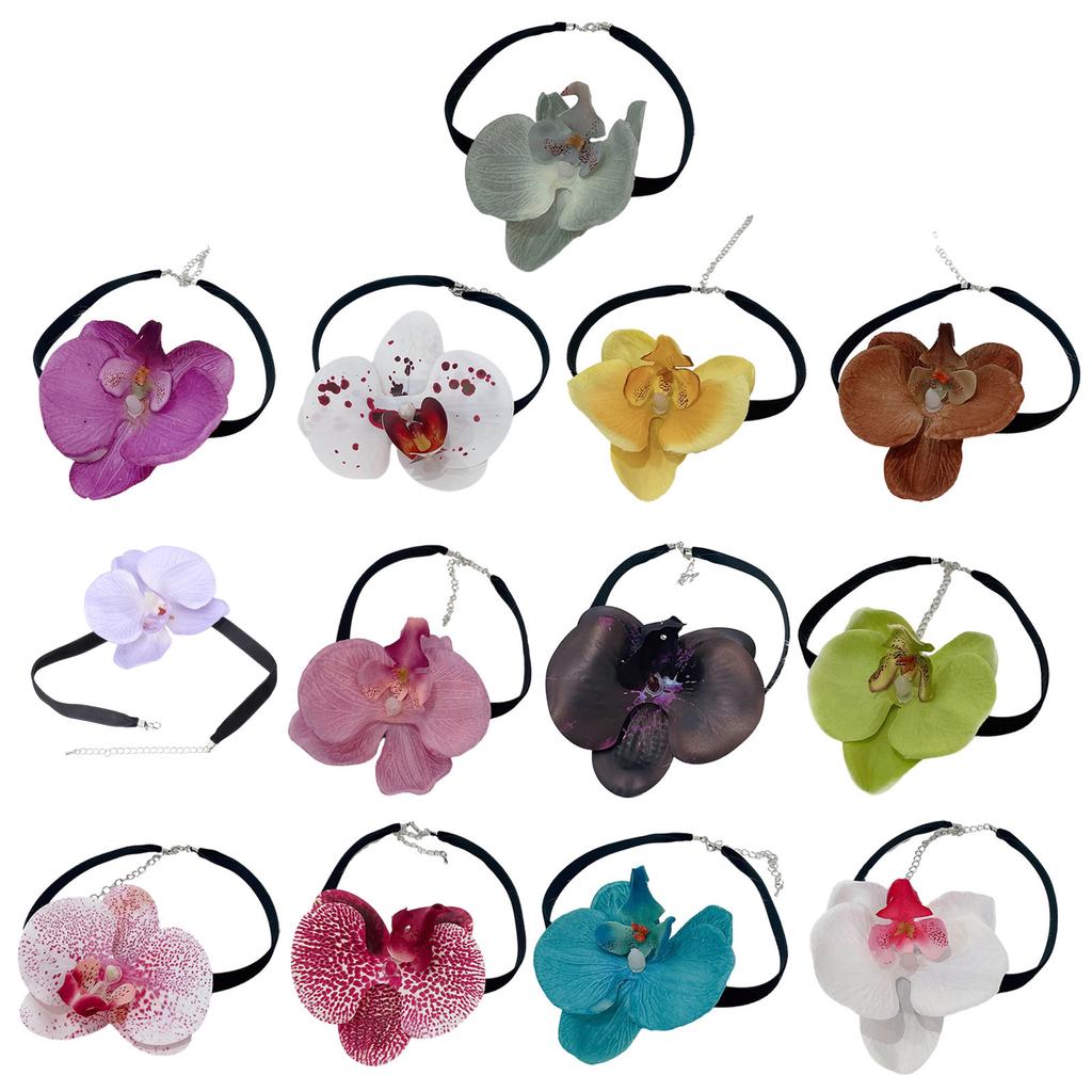 Phalaenopsis Blossom Necklace Simulation Flower Neckchain Women Girls Collarbone Chain Eye Catching Choker Accessory