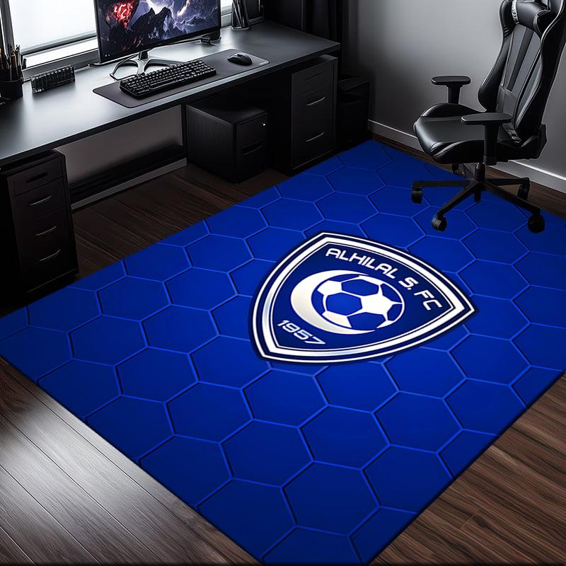 Al Hilal Crest Rug Office Carpet Non-Slip Mat, Chair Rug Floor Covering for Gaming, Bedroom, Living Room , Home Decor Christmas Gift