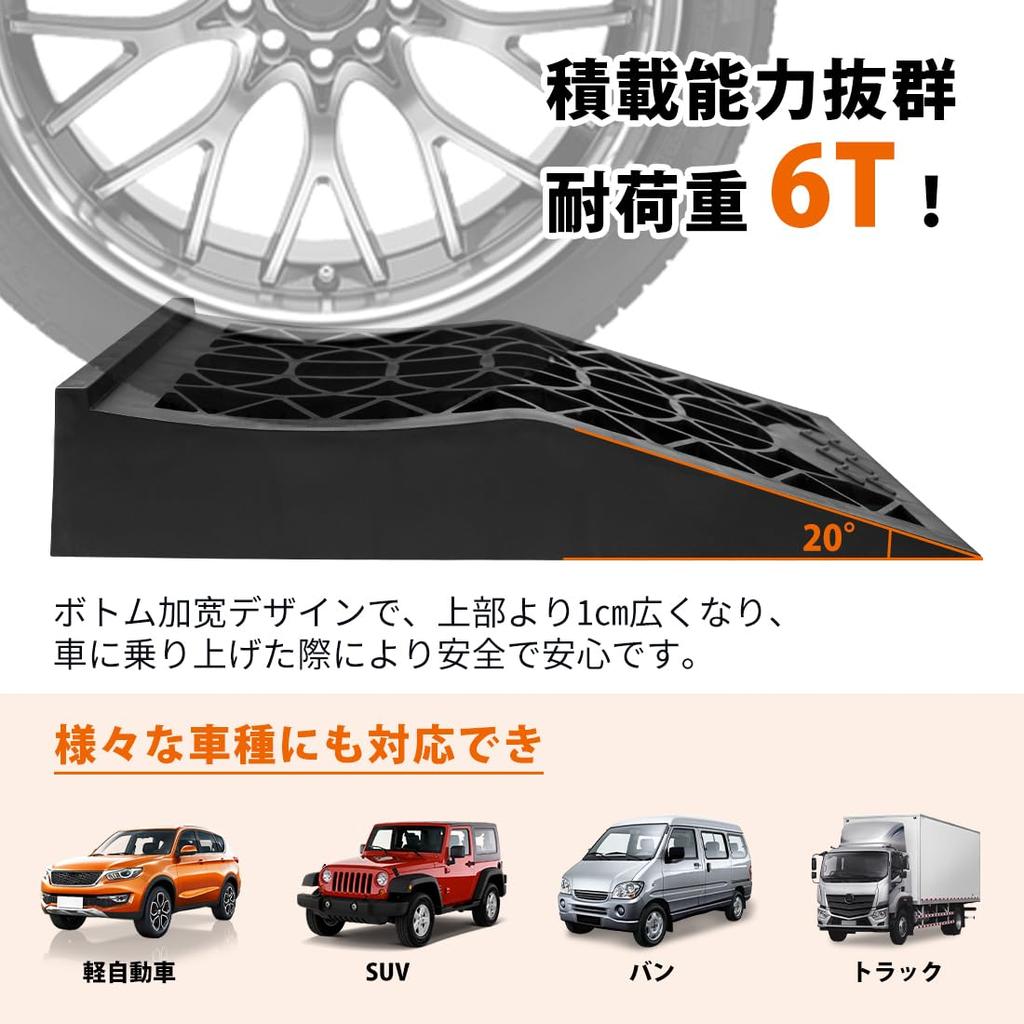 Donext Car Ramp Load Tire Chocks for Low Compatible with Lowered Set of 2 Lift, 6-ton Capacity, Maintenance, Clearance, Vehicles, Lightweight,