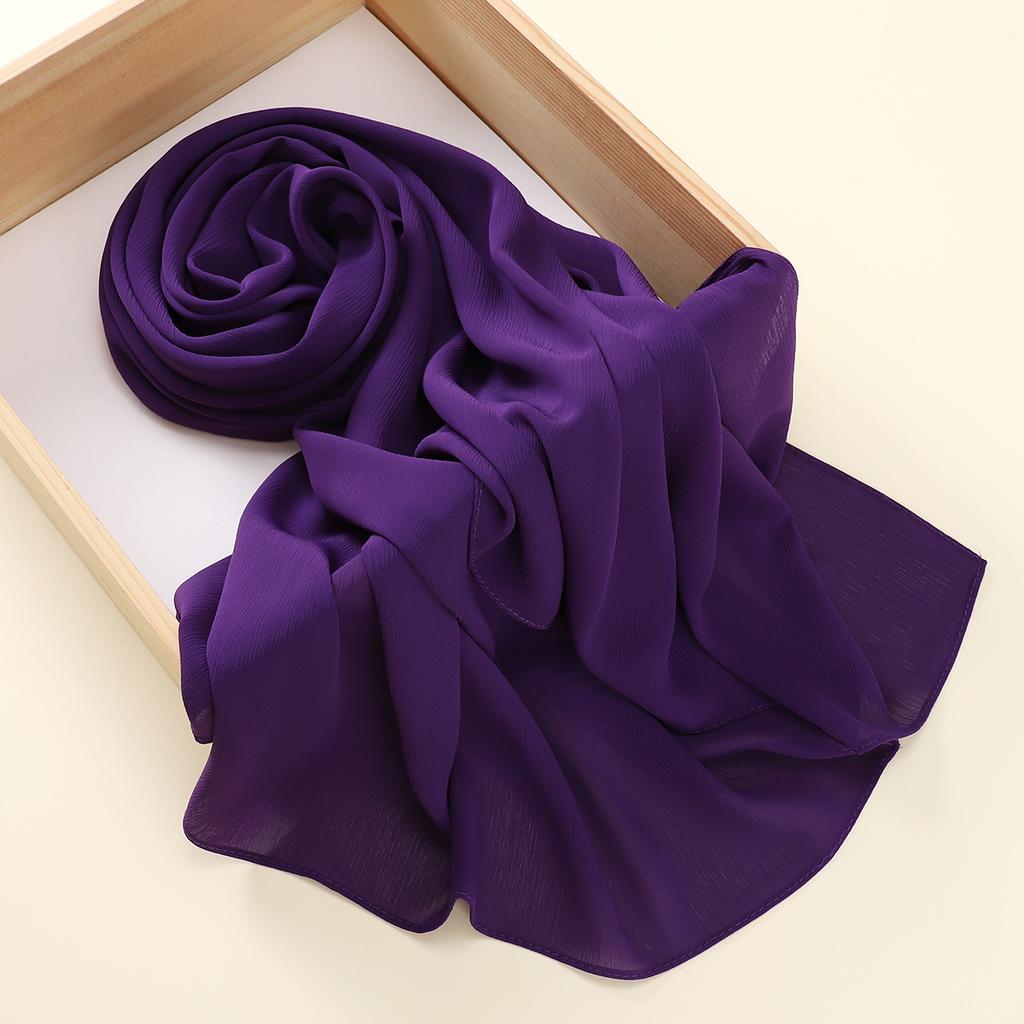 Muslim Plain Crinkle Hijabs Heavy Chiffon Scarf Arab Crepe Shawl Wraps Islamic Headband Solid Color Foulard Women