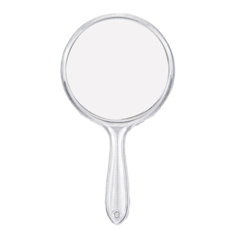 Large Portable Double-Sided Makeup Mirror with Handle - One Side Magnifying, Transparent & Travel-Friendly