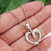 Boho Fashion Two Dolphins Heart Shaped Pendant Necklace for Women Girl Inlay Imitation Blue Opal Necklace Wedding Party Jewelry