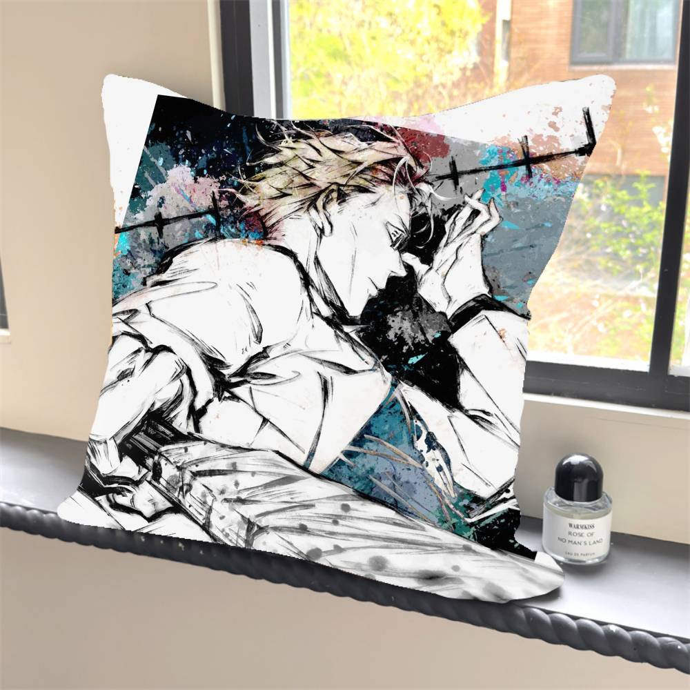 Ink Wash Hot Anime Jujutsu Kaisen Pillow Case Square Pillow Bedroom Sofa Leisure Comfort Cushion Car Home Decoration