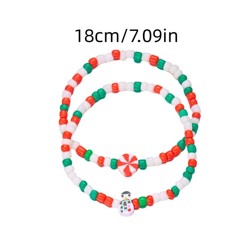 Christmas Colorful Beads Multi Element Bracelets For Women Santa Claus Snowflake Tree Bracelet Party Jewelry