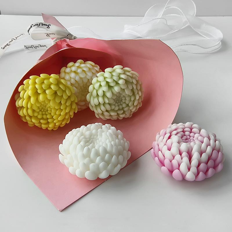 Moule Bougie Fleur de Chrysanthème en Silicone pour Diffuseur en Plâtre Fabrication de Savon Moule Flexible pour Artisanat Fait Maison et Décoration Intérieure