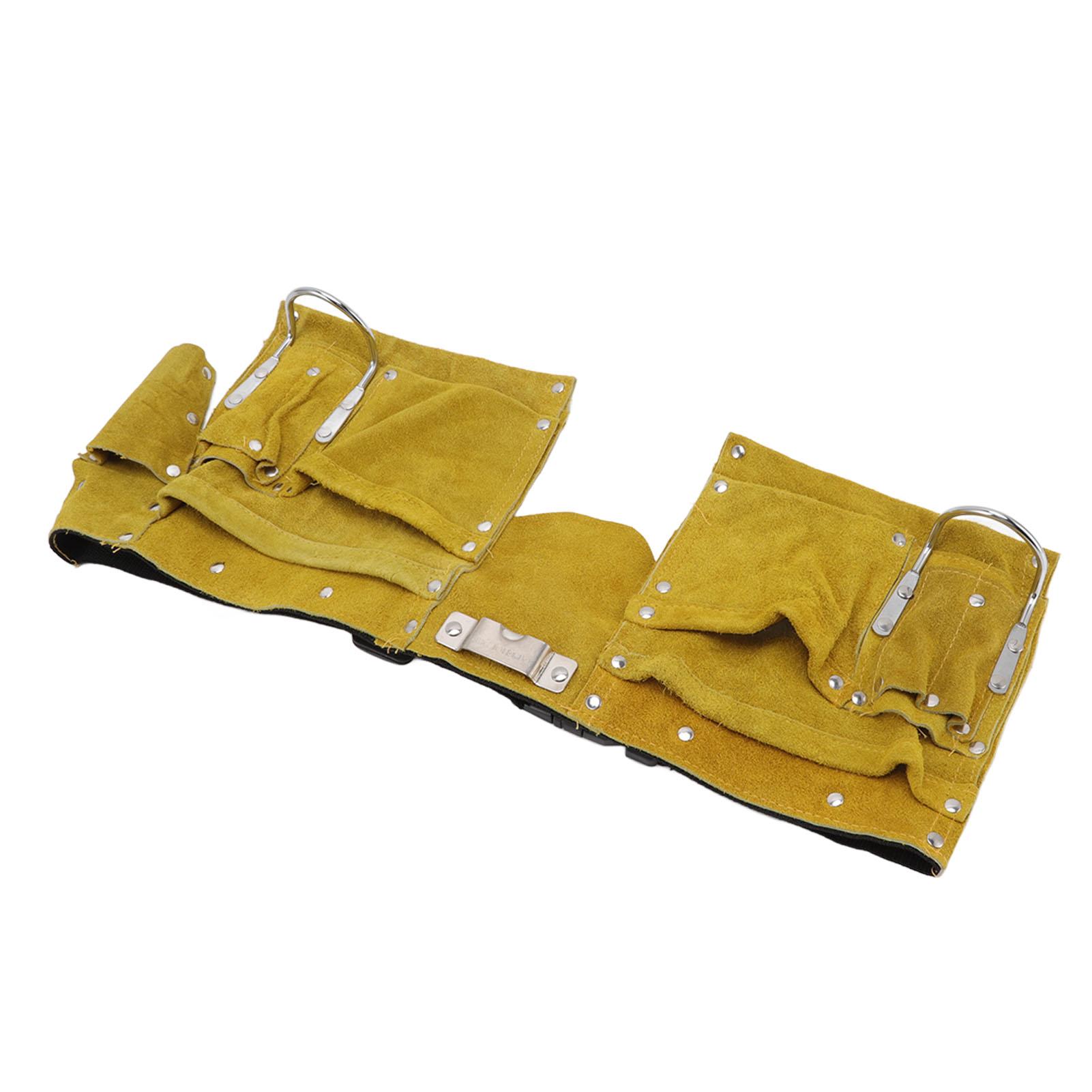 

Кожаный пояс для инструментов с несколькими карманами и быстросъемной пряжкой, износостойкий портативный кожаный пояс для инструментов, фартук для деревообработки