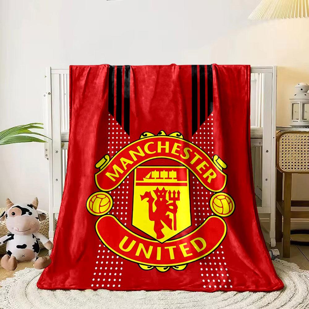 A red background featuring a yellow and red crest with black stripes. for all seasons blanket lunch break throw gift 80cm x 120cm