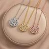 Women's Copper Micro-inlaid Zirconia Flower Necklace: Elegant Titanium Steel Clavicle Chain with Modern Design
