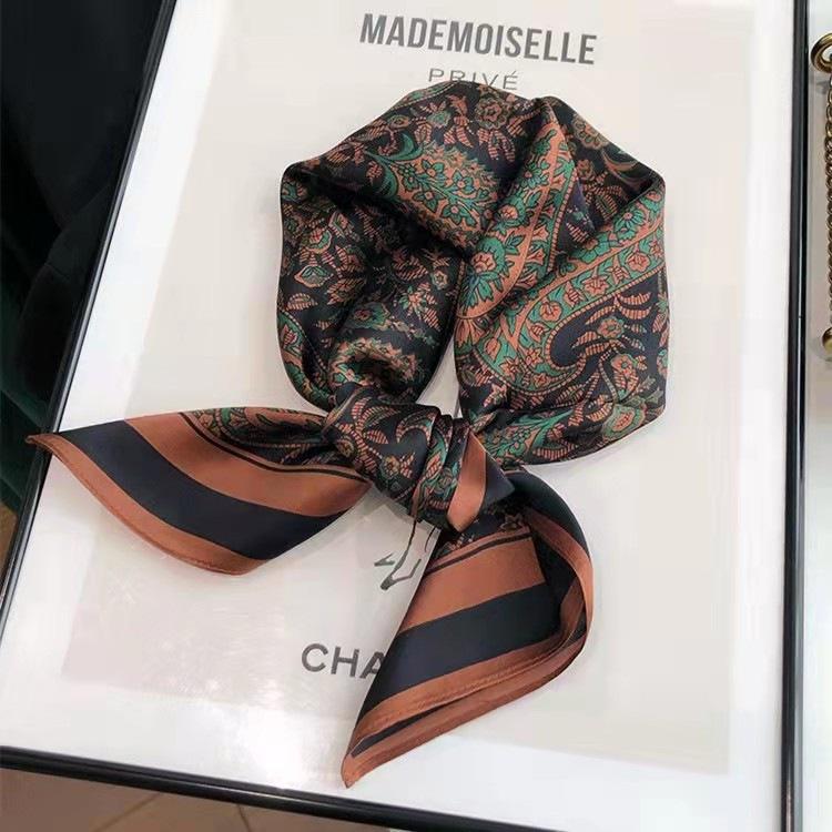 Luxury Printing Silk Square Scarf Women Neck Hair Tie Band Beach Hijab Kerchief Head Headbands Bandana Female Foulard 70cm