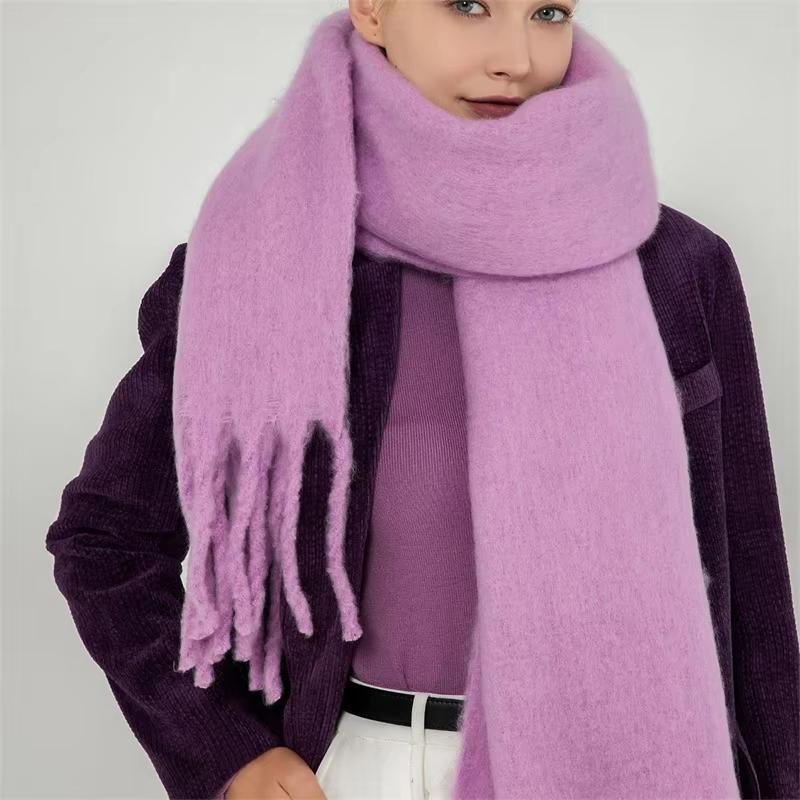 Winter Thick Warm Scarf Women Cashmere Shawl and Wraps Pashmina Neckerchief Bufanda Female Solid Tassel Echarpe Poncho