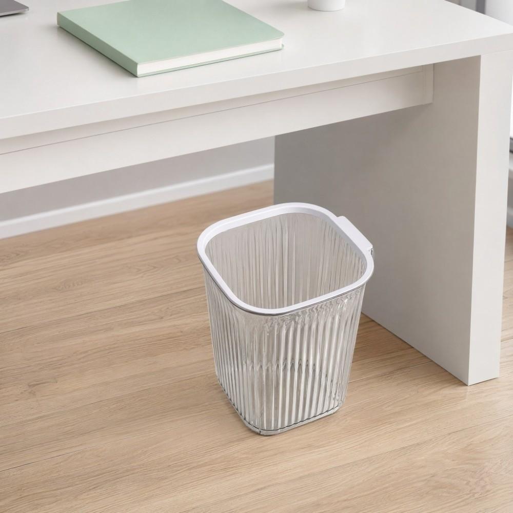 Luxury Trash Basket Plastic Dustbin Durable Stripe Garbage Container Home Living Room