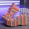 Thick-bottomed slope heel one-word slippers women's high-heeled sponge cake solid color cloth surface beach cool slippers