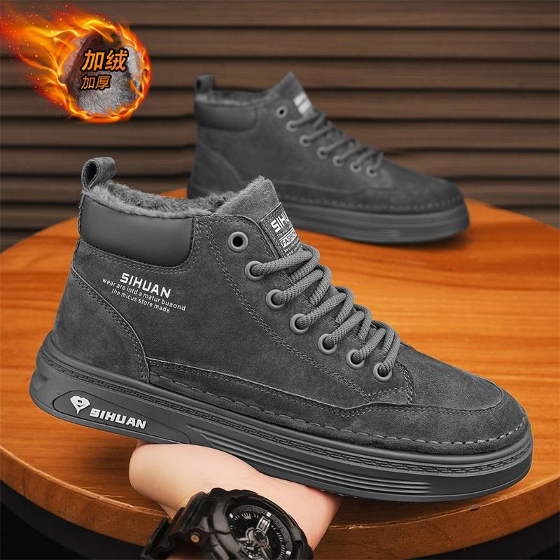 Ghete noi de iarnă din bumbac, pantofi de alpinism, pantofi sport casual cu partea superioară din piele