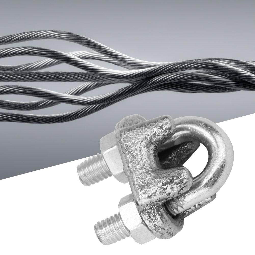 5 pcs Stainless Steel Clamp Wire Rope Clip Cable Clamp Fastener Silver (M6)