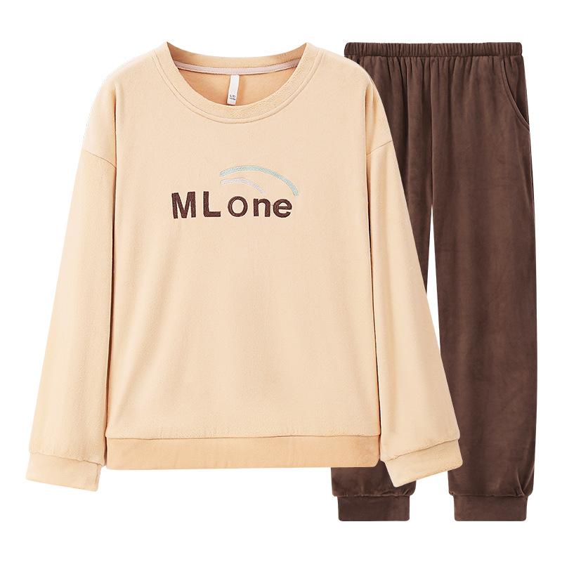 Island Fleece Pajamas Women'S Autumn And Winter Thin Fleece Long Sleeves Can Be Worn Outside Loungewear Pullover Spring And Autumn Coral Fleece Warm