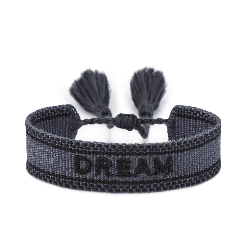 

Европейский и американский вышитый браслет дружбы: Плетеная кисточка ручной работы с логотипом.