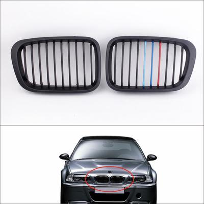 Grade dianteira preta fosca M-cor de 2 unidades para BMW E46 3 série 4 portas 1998-2001
