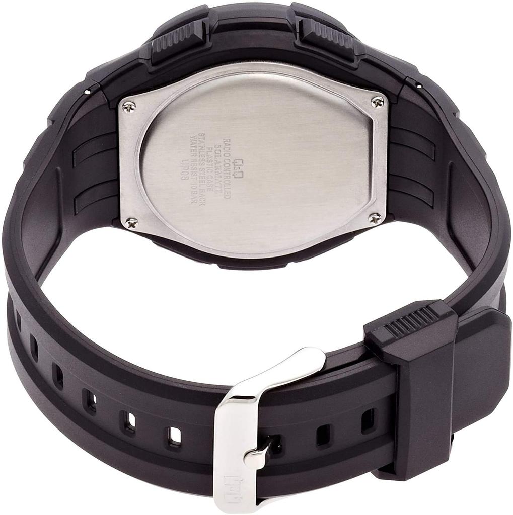 Citizen Water Resistant To 10 Solar Black Q&Q MD06-315 Men's Watch, ATM, Radio-Controlled Chronograph,