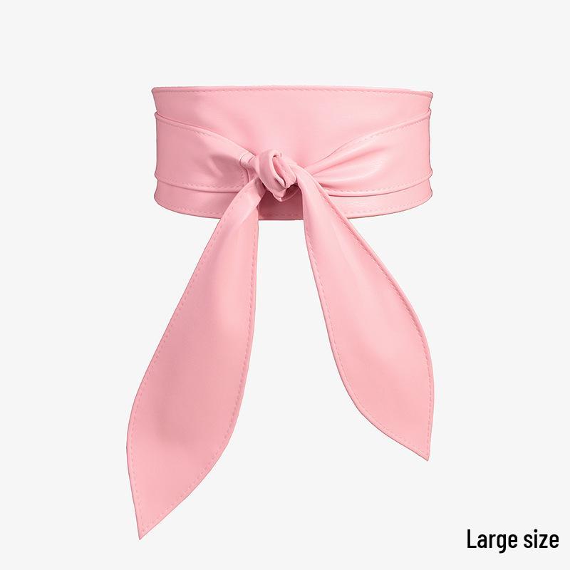 Women's Elegant Wide Waist Belt with Soft Bow Ribbon - Extra Long and Versatile