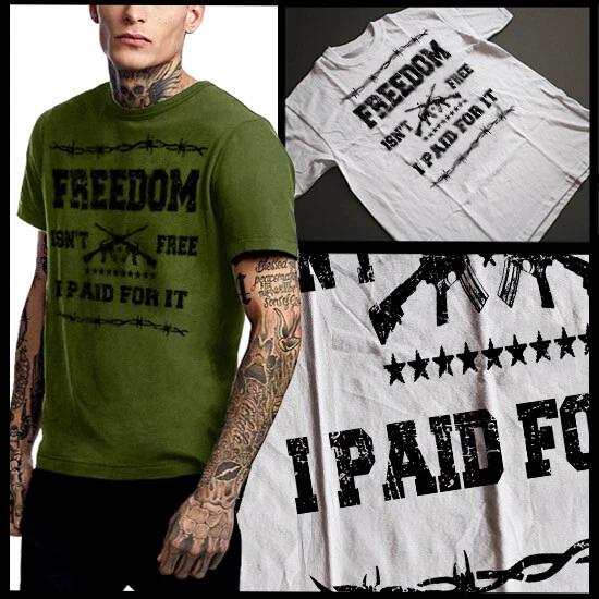Military Combat Veteran Freedom Is Not Free T-Shirt Army Navy Seals cotton Tee L