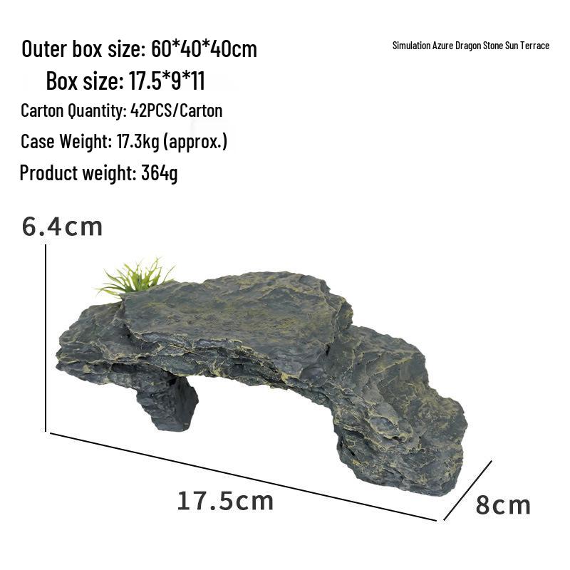 Sonnendeck & Kletterplattform für Schildkrötenbecken mit Steigung und Reptilienhöhlen-Ornament