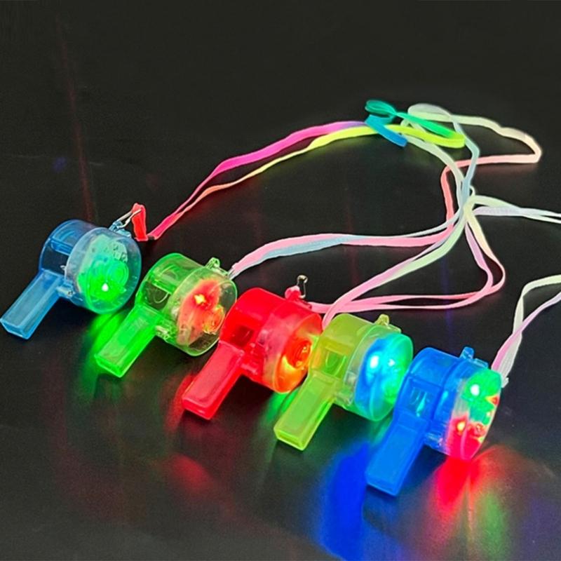 Vibranted LED Light Up Whistles 6 Pack Plastic Cheering Tools for Night Event Festival Celebration