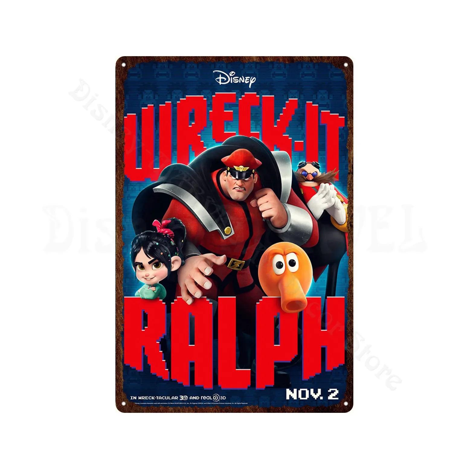 

Disney Wreck-It Ralph Metal Poster Ralph and Girl Vanelope Roaming The World of Video Games Metal Signs Tin Signs Plate Plaque 20x30cm（7.8x11.8inch）