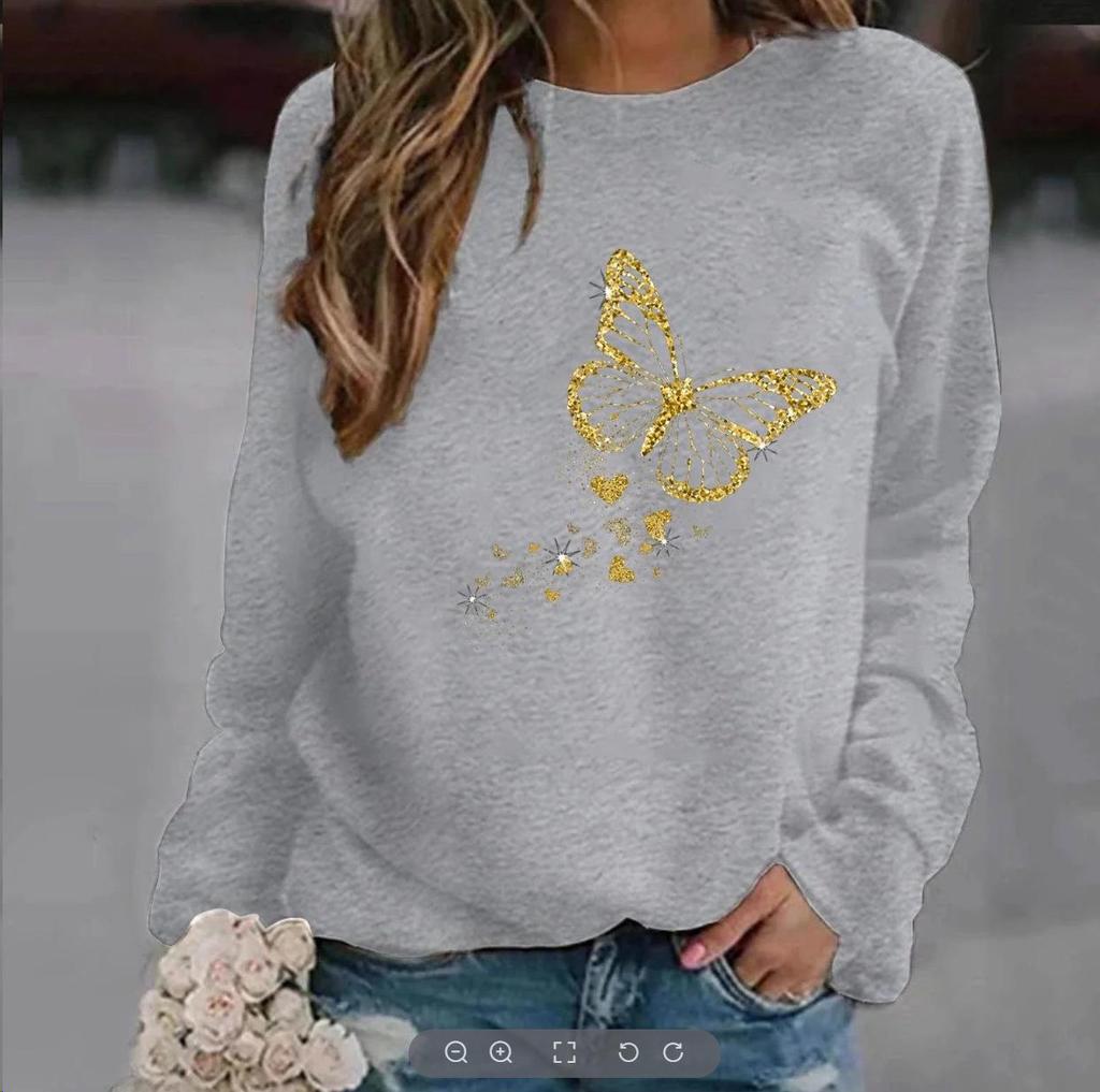 2024 Herbst/Winter Damen Casual Printed Loose Pullover Sweatshirt