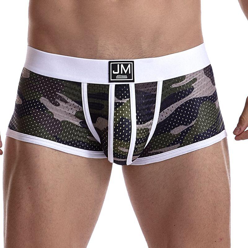 Boxer JOCKMAIL Nylon-Boxershorts mit Tarnmuster, atmungsaktiv, Mesh-Boxershorts, niedrige Leibhöhe, stilvolle, große, elastische Sport-Herrenunterwäsche