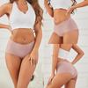 FINETOO Women Ice Silk Panties High-Waist Underwear Seamless and Traceless Briefs Solid Color Lingerie