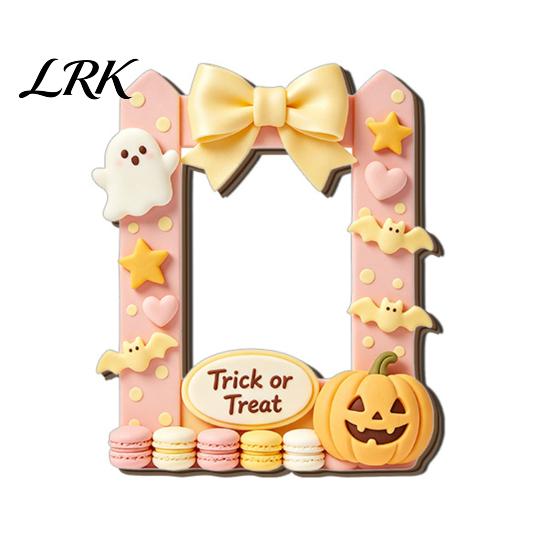 Magnetic Picture Holder Halloween Photo Frame Refrigerator Magnet, Ghost Pumpkin Decorative Holder, Wooden for Holiday Party Kitchen Display