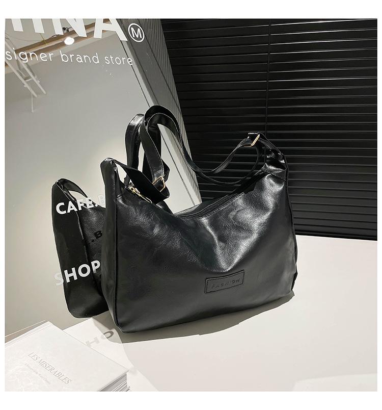 

Премиальная ретро-сумка женская 2025 новая повседневная из мягкой кожи на плечо под мышку нишевая сумка кроссбоди сумка-подушка чёрный