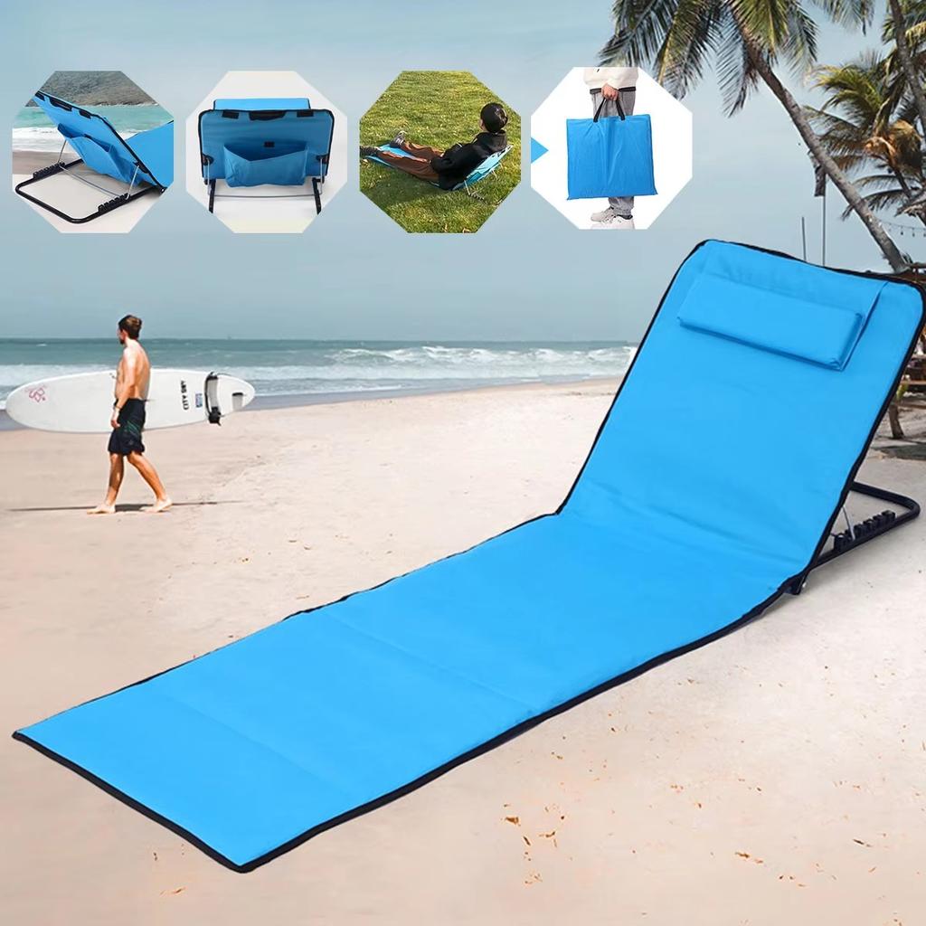 Portable Outdoor Beach Mat Foldable Lounge Chair with Adjustable Backrest Lightweight Sunbathing Camping Mat