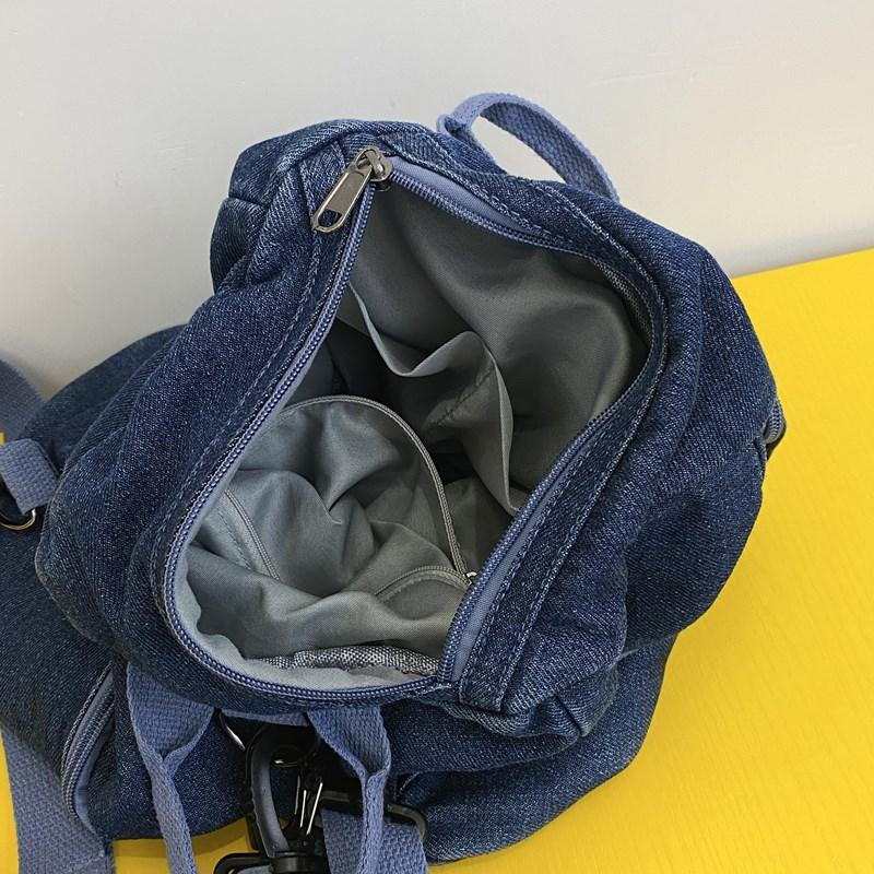 Denim Backpack Women's Casual Mini Backpack with Front Zip Pocket Adjustable Shoulder Straps Fashion School Bag