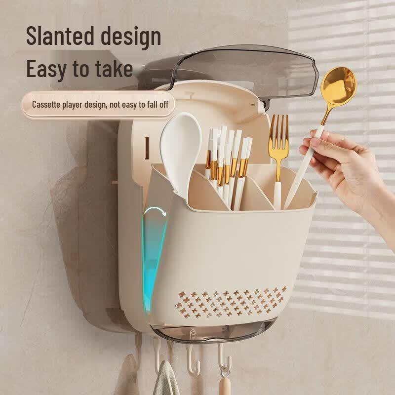 Youqin Wall-Mounted Draining Chopstick Holder with Hooks
